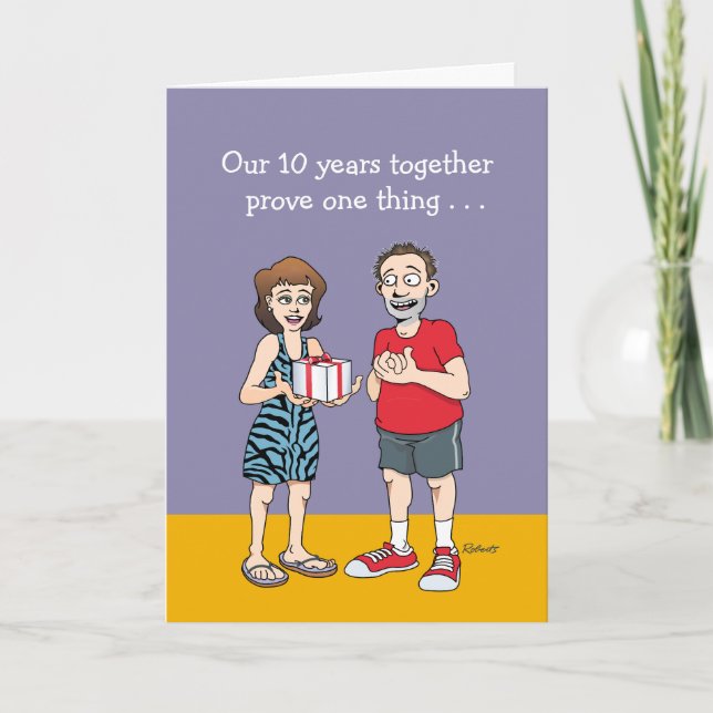 Carte "L'amour est aveugle" 10e anniversaire de Mariage (Devant)