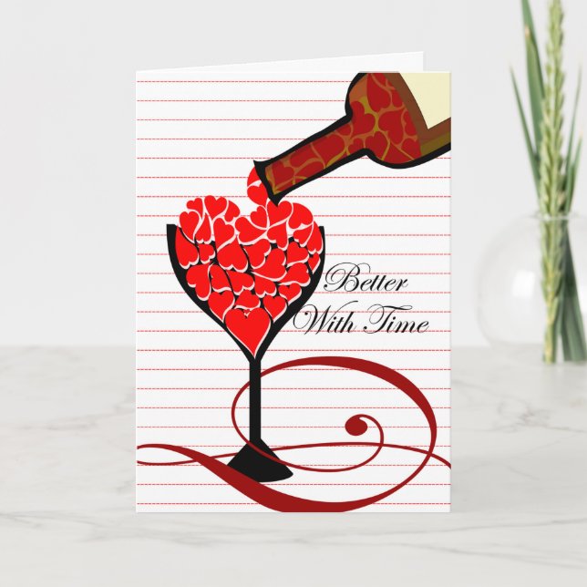 Carte L'amour est comme le vin, Saint Valentin pour la f (Devant)