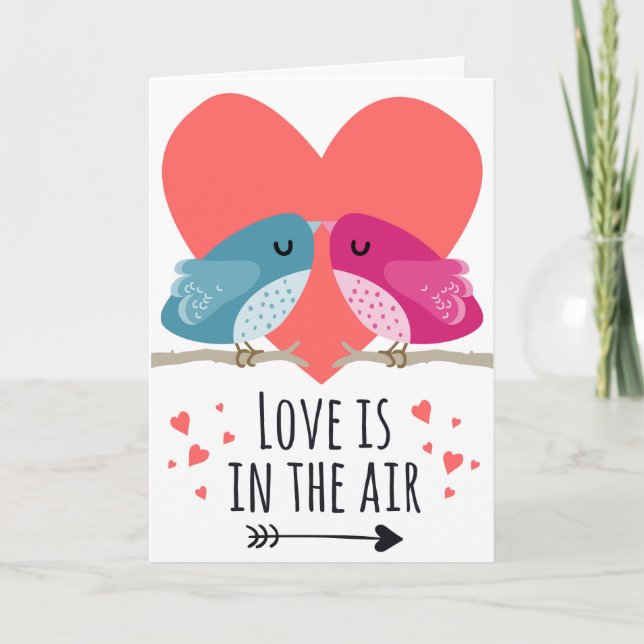Carte "L'amour est dans l'air" avec de mignons oiseaux S (Devant)