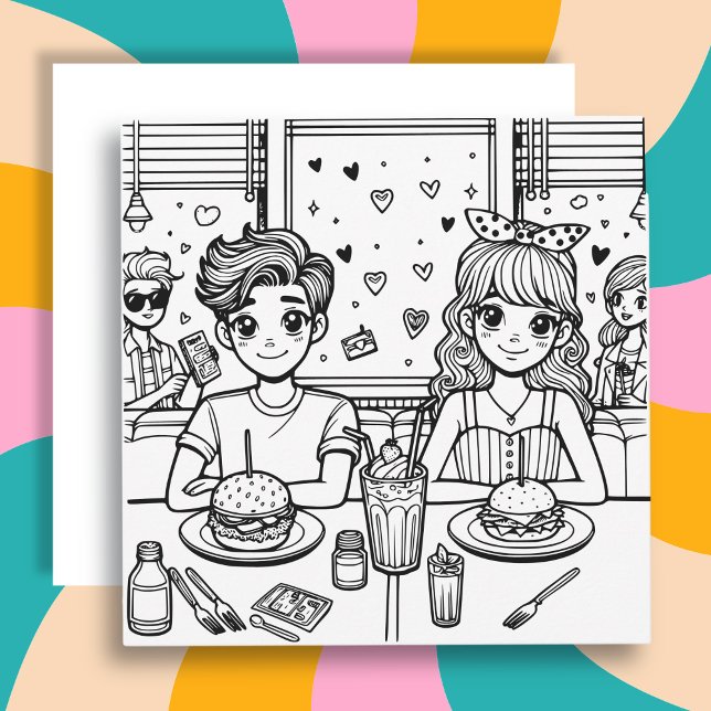 Carte L'amour est dans le Air Diner | Page Couleur adult (Créateur téléchargé)