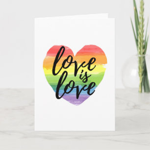 Carte L'amour est l'amour   Coeur d'aquarelle arc-en-cie