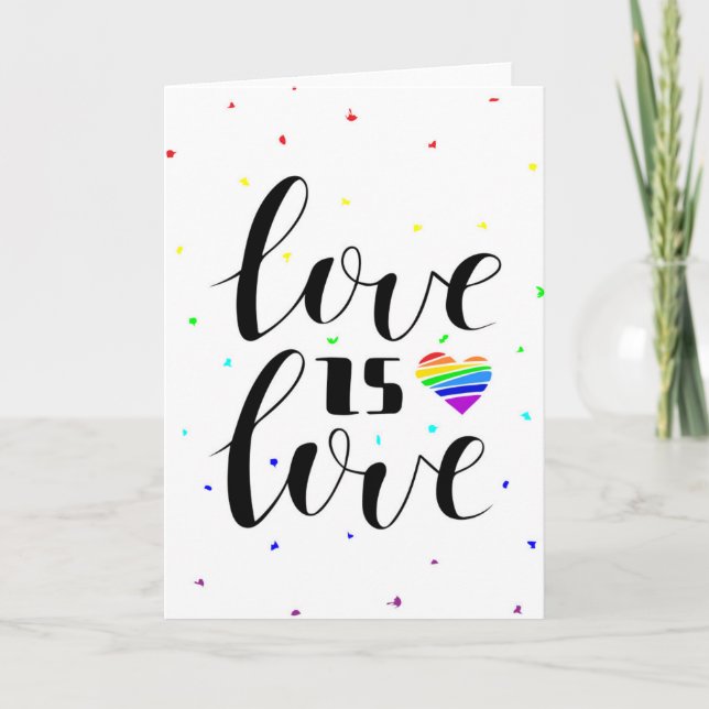 Carte L'amour est l'amour | Coeurs arc-en-ciel (Devant)