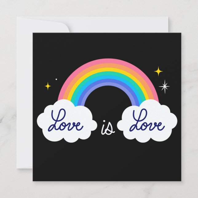 Carte L'amour est l'amour. Fierté LGBT+. Affiche arc-en- (Devant)