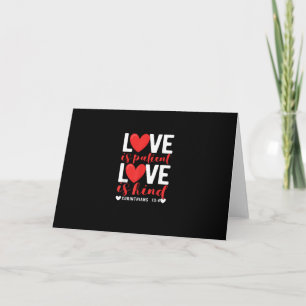 Carte L'amour est patient, drôle, gentil, cœur chrétien 