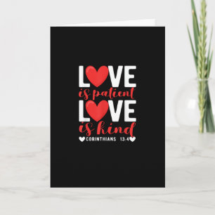 Carte L'amour est patient, drôle, gentil, cœur chrétien 