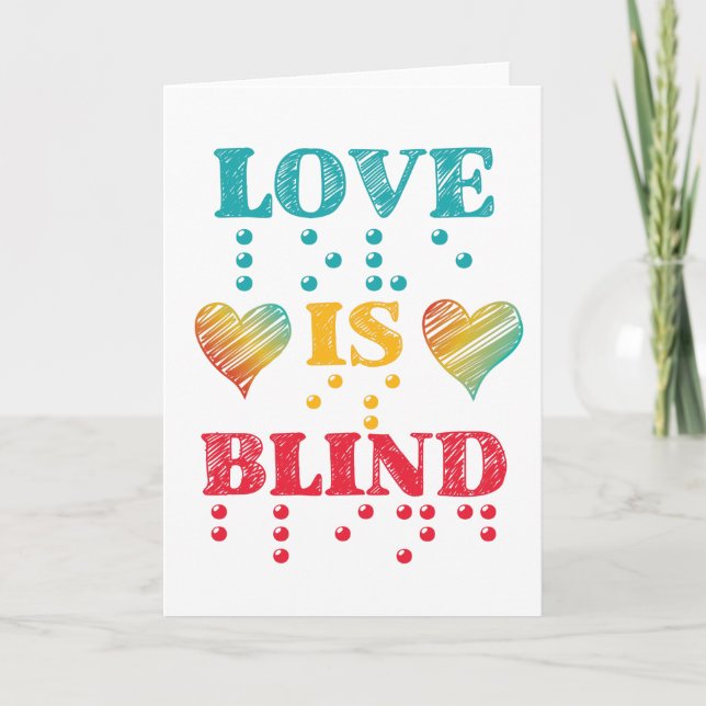 Carte L'amour est un coeur braille aveugle (Devant)