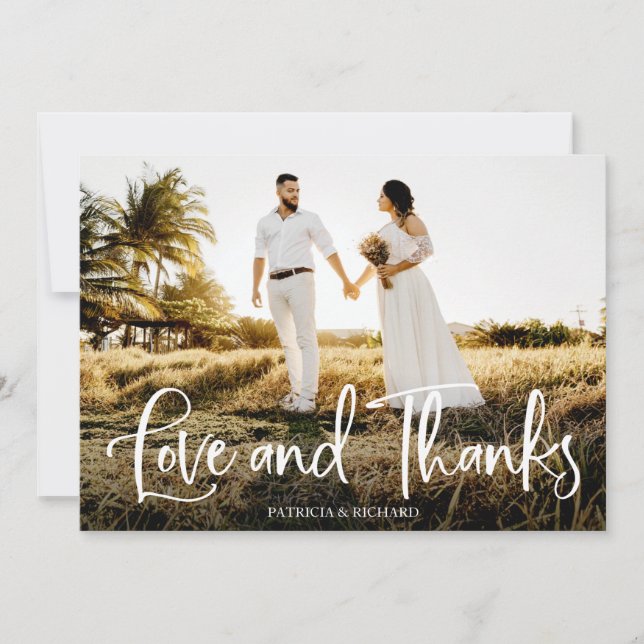 Carte L'Amour Et Merci Beau Merci Mariage Photo (Devant)