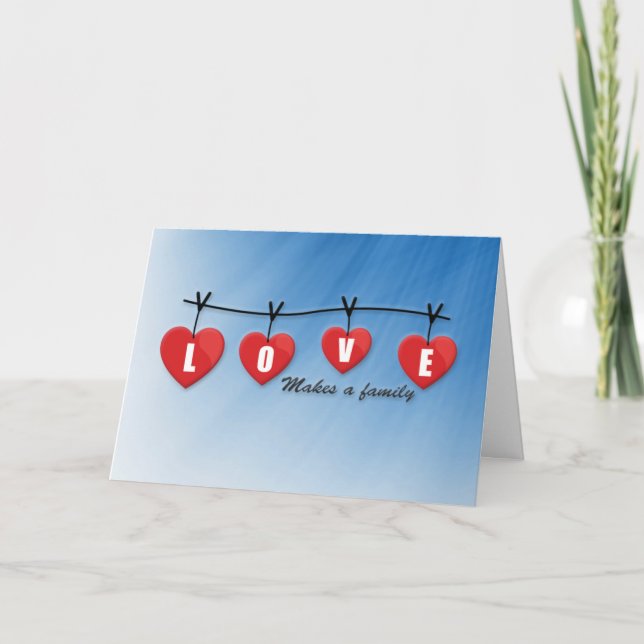 Carte L'amour fait une famille - Coeurs (Devant)