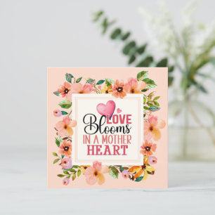 Carte L'amour fleurit dans le cœur d'une mère I Élégante
