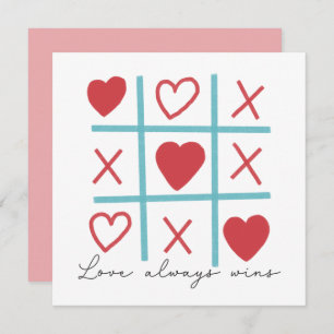 Carte L'amour gagne toujours Tic Tac Toe