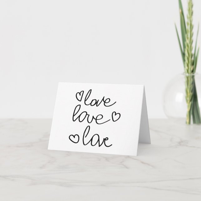Carte L'amour, l'amour, l'amour dans l'écriture cursive  (Devant)