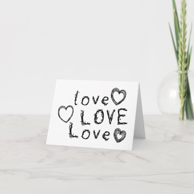 Carte L'amour, l'amour, l'amour dans l'écriture scintill (Devant)