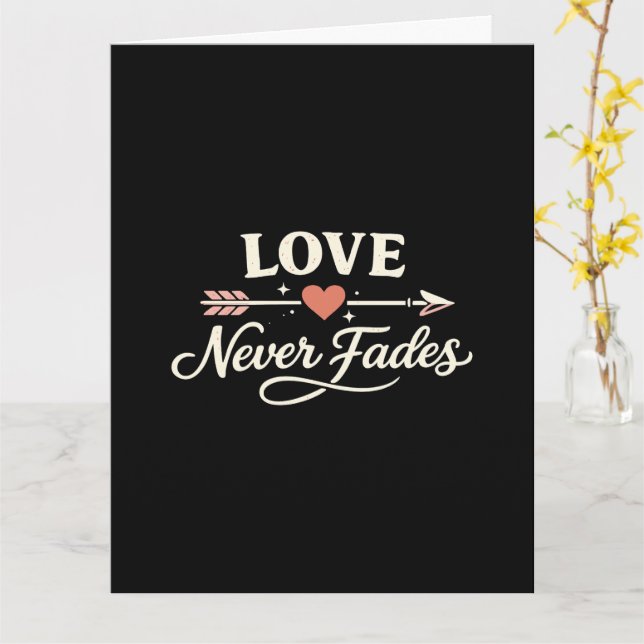 Carte L'amour ne s'estompe jamais, flèche pointant vers  (Fleur jaune)