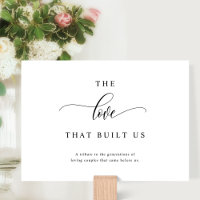 L'Amour qui nous a construit Cardstock Table Signe