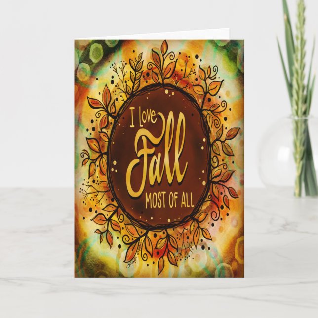 Carte L'Amour Tombe Joli Floral Feuilles Inspirivity (Devant)
