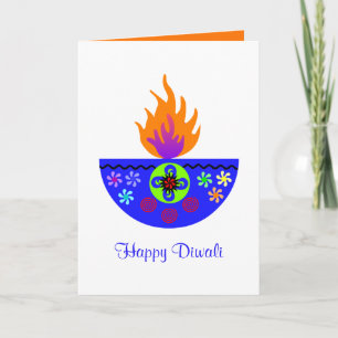 Carte Lampe colorée Diya de Diwali