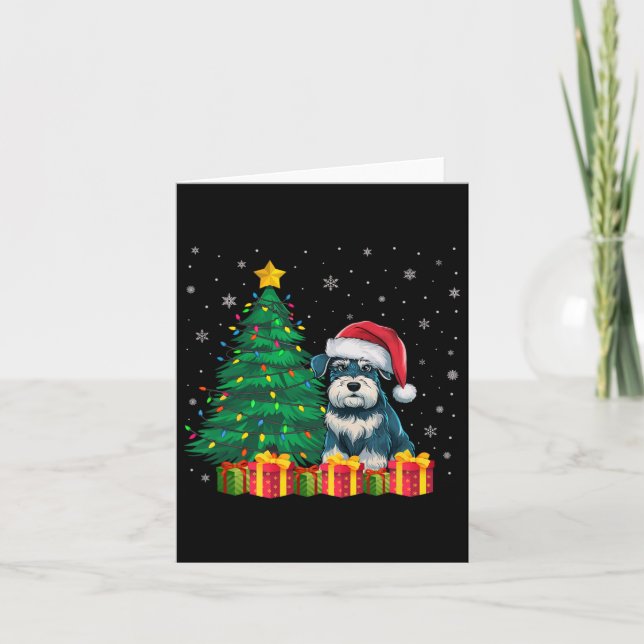 Carte Lampe de Noël de Schnauzer Santa Hat (Devant)
