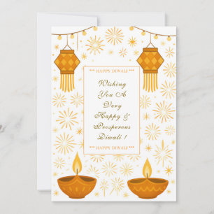 Carte Lampes Diwali élégantes et lanterne avec feux d'ar
