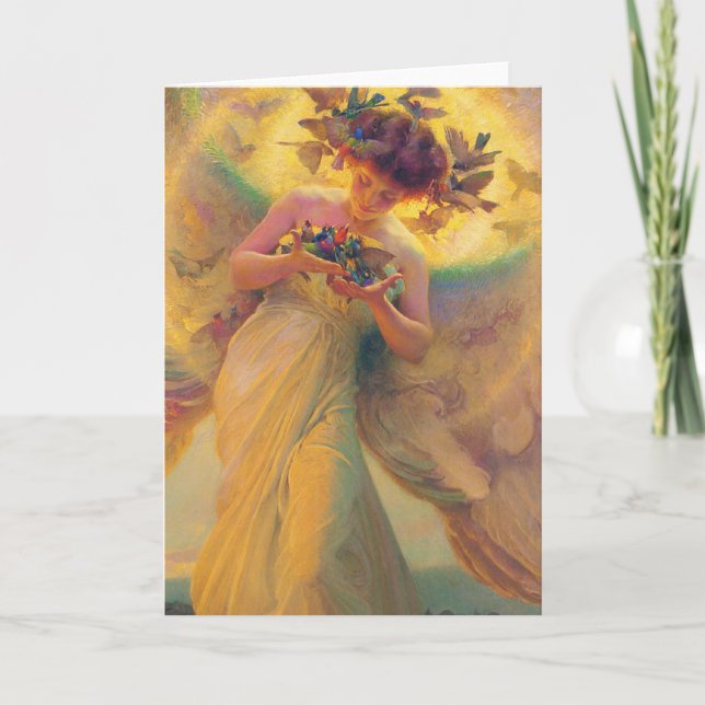 Carte L'ange des oiseaux Franz Dvorak 1910 (Devant)