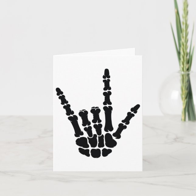 Carte Langue des signes américaine ASL Je t'aime squelet (Devant)