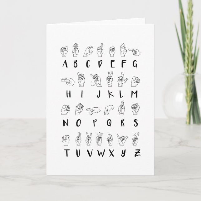 Carte Langue des signes ASL Alphabet Apprentissage Cadea (Devant)