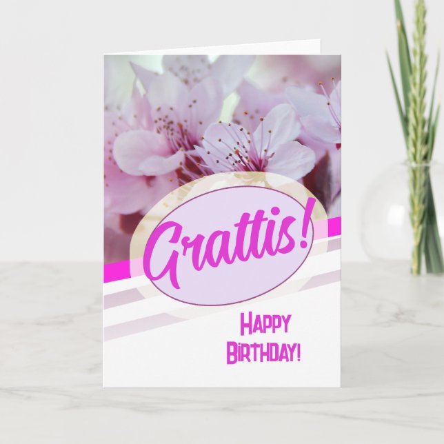 Carte Langue suédoise Grattis Kort Belle Florale (Devant)