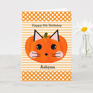 Carte L'anniversaire de la Polka Dot Orange Citrouille C