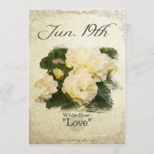 Carte L'anniversaire fleurit le 19 juin "le rose blanc "