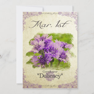 Carte L'anniversaire fleurit le 1er mars le "bleuet "