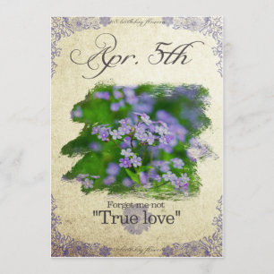 Carte L'anniversaire fleurit le 5 avril le "myosotis "
