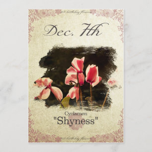 Carte L'anniversaire fleurit le 7 décembre le "cyclamen