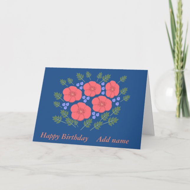 Carte L'anniversaire floral de rétros années '70 (Devant)