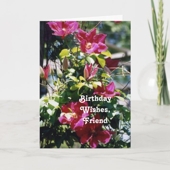 Carte L'anniversaire souhaite, ami, jolies fleurs de (Devant)