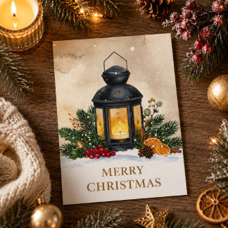 Carte Lanterne de Noël Cosy Joyeux Noël Vacances