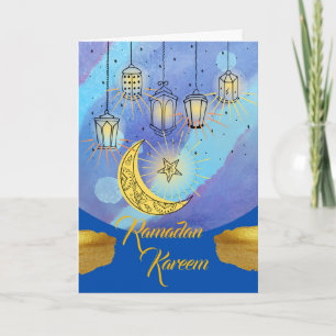 Carte Lanternes de Ramadan Kareem la nuit