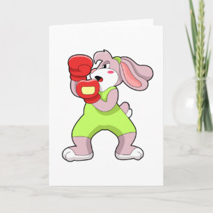 Carte Lapin à la boxe avec gants de boxe