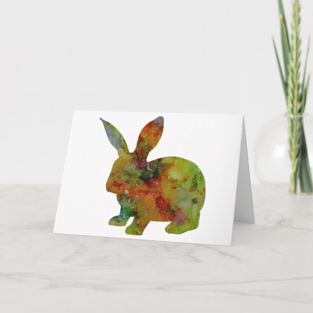 Carte Lapin à l'aquarelle, fête des Mères (Devant)