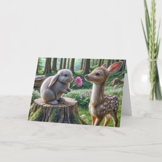 Carte Lapin à oreille de disquette avec un visage (Devant)