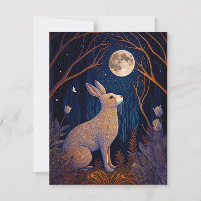 Carte Lapin au clair de lune (Devant)