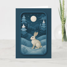 Lapin au clair de lune dans la forêt enneigée Cart