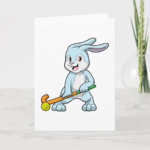 Carte Lapin au hockey sur gazon avec Bâton de hockey