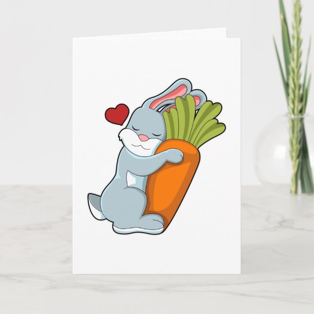 Carte Lapin avec carotte et cœur (Devant)