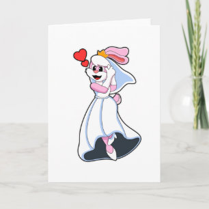 Carte Lapin avec robe Mariage & Couronne