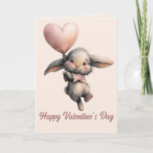 Carte Lapin ballon en forme de cœur pour la Saint-Valent