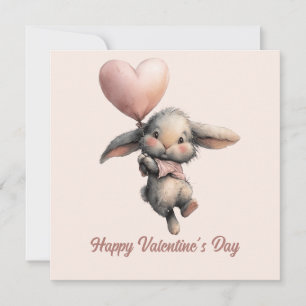 Carte Lapin ballon en forme de cœur pour la Saint-Valent