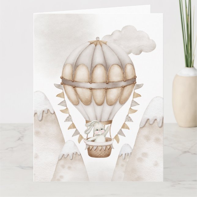 carte lapin beige pliée félicitations pour bébé (Devant)