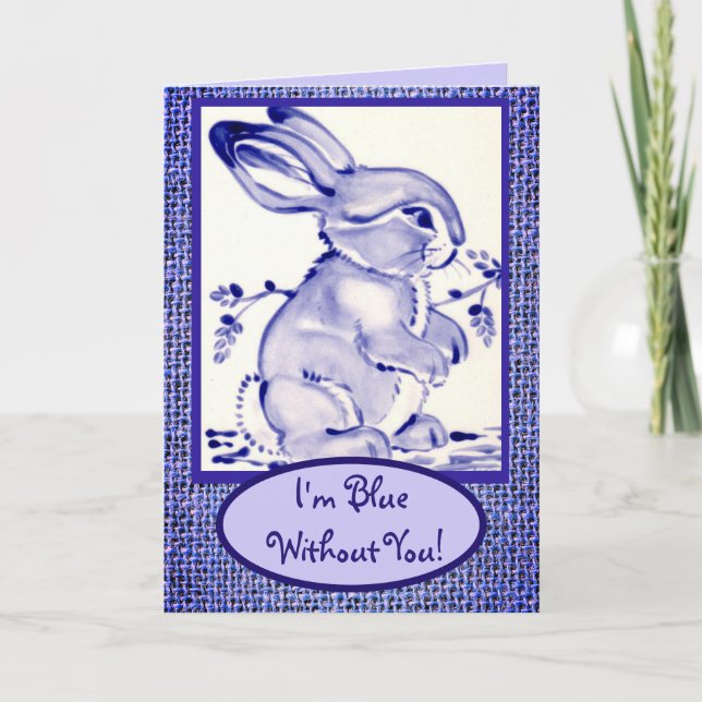 Carte Lapin Blanc Bleu Lapin Mlle Vous Note Blanc (Devant)