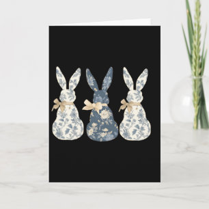 Carte Lapin Bleu Floral Mignon Joyeux Jour de Pâques Coq