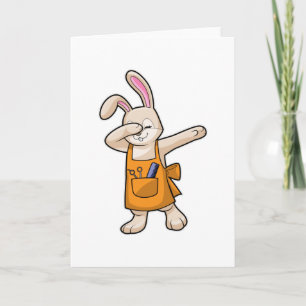 Carte Lapin coiffeur avec peigne et ciseaux