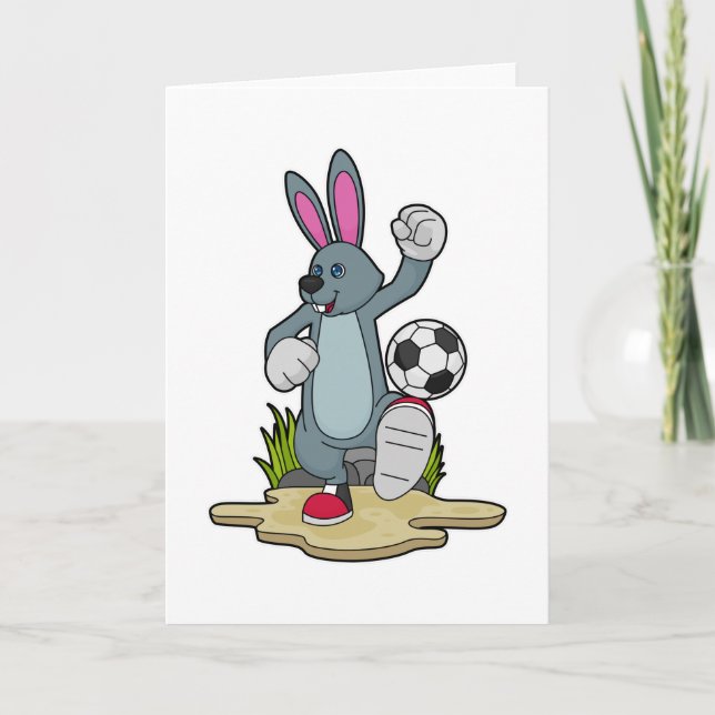 Carte Lapin comme joueur de football avec Soccer (Devant)